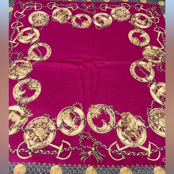 Rare Celine Paris Silk Scarf Cranberry BNWT Vintage Late 1980s-Early 90s France - Picture 10 of 14